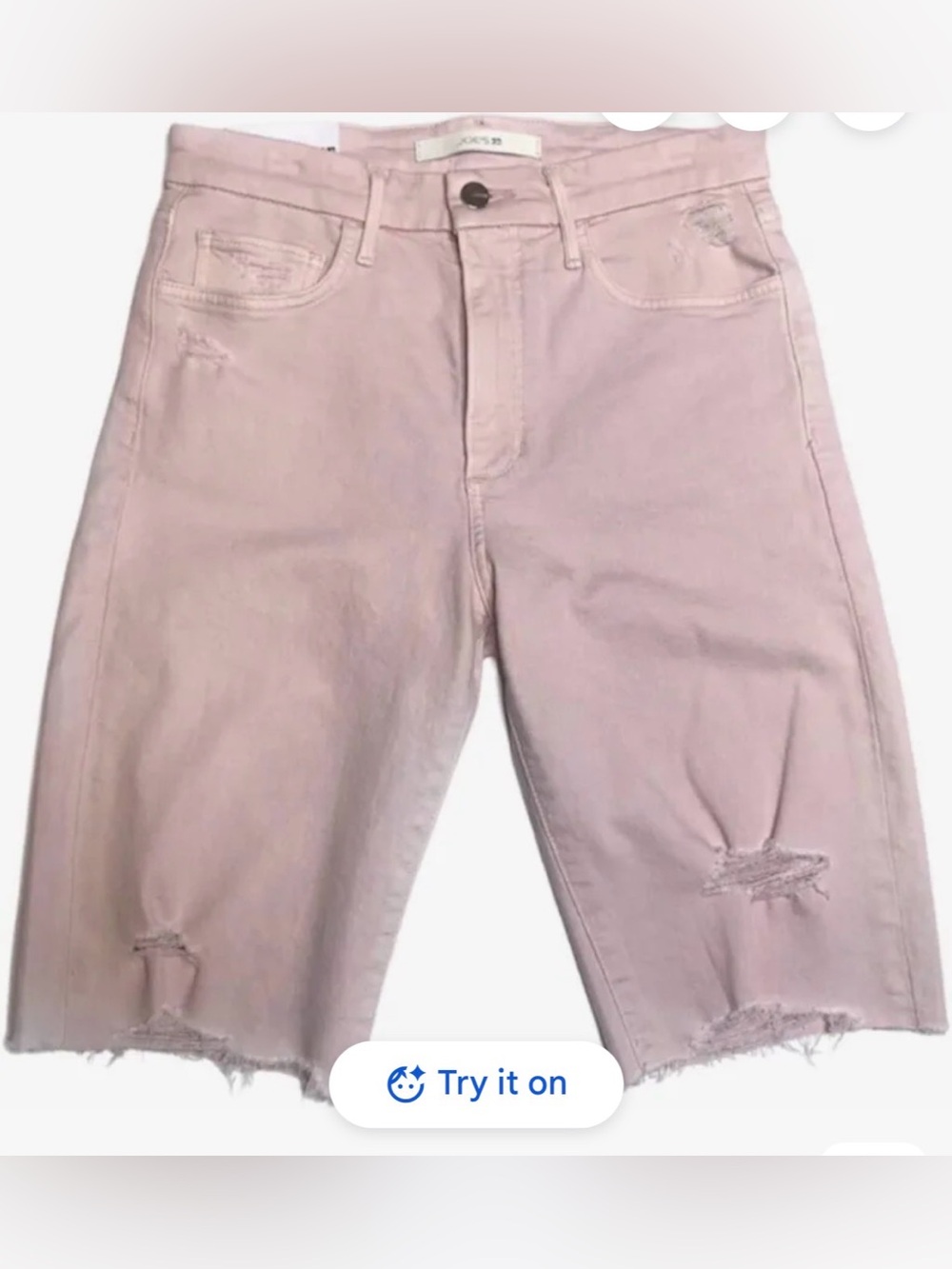 Joe's Jeans Light Pink Distressed Denim Bermuda Shorts
